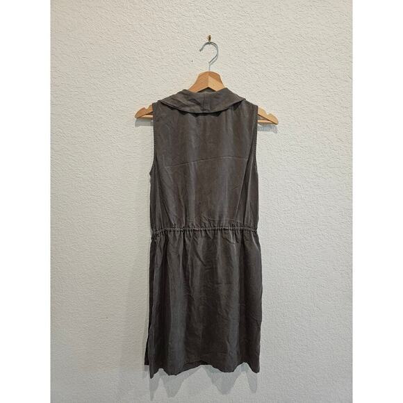 Banana Republic ties waist ruffles sleeveless olive Grey dress sz 8 - Picture 3 of 3